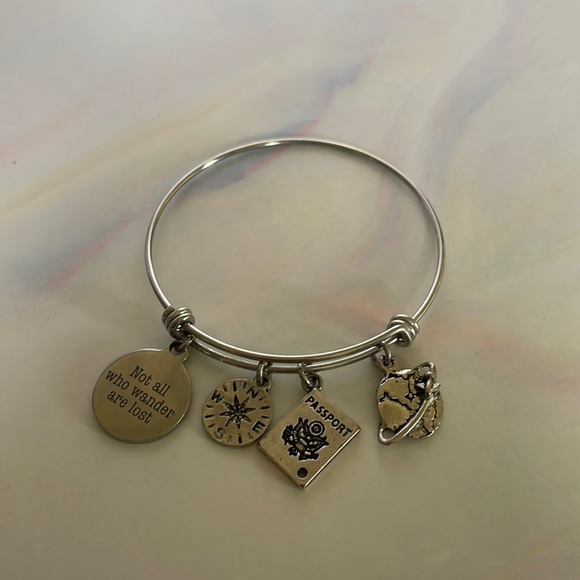 Not all who wander are lost travel bangle bracelet - Picture 1 of 7